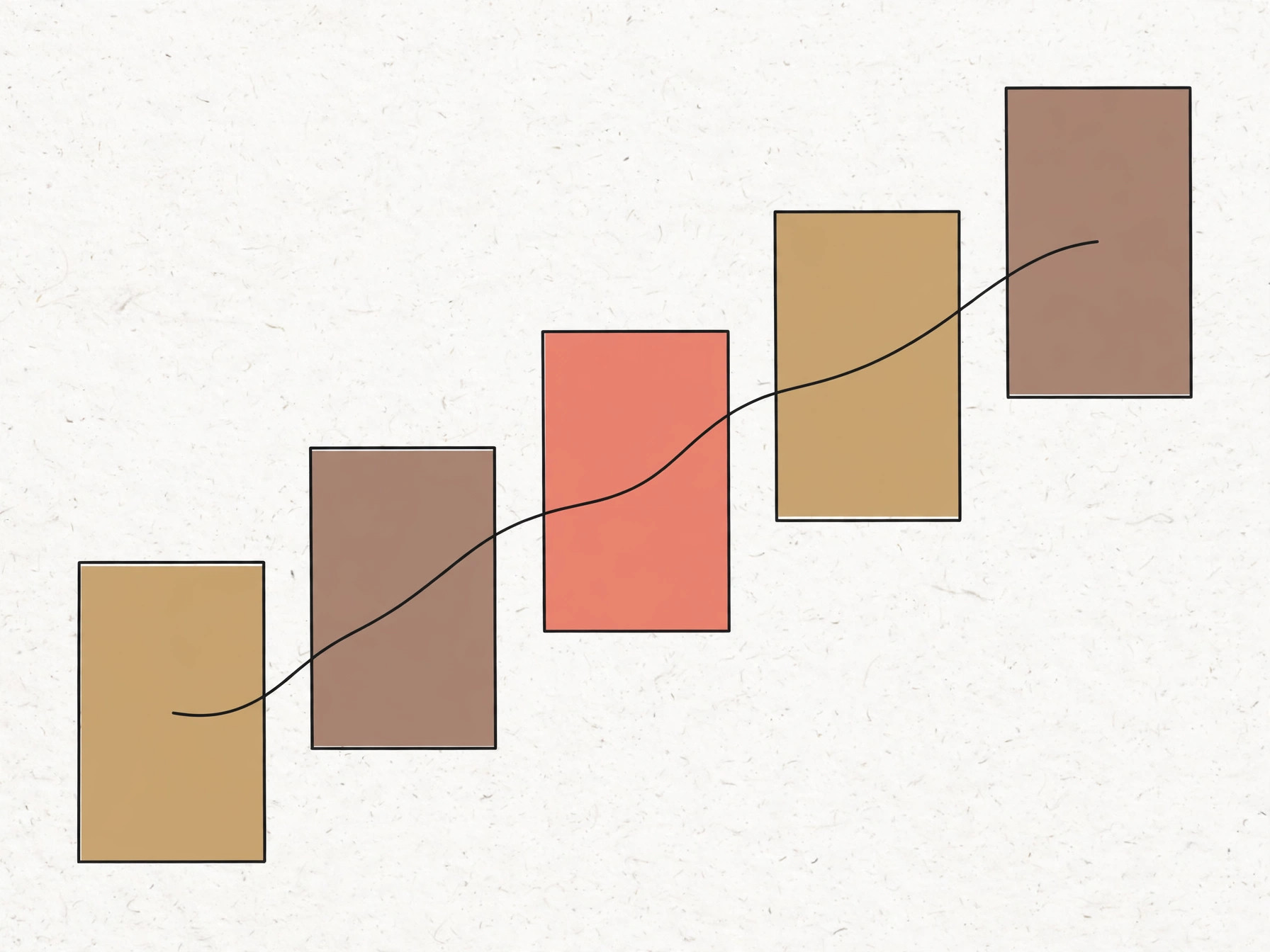 Abstract illustration of a sequential process in geometric blocks